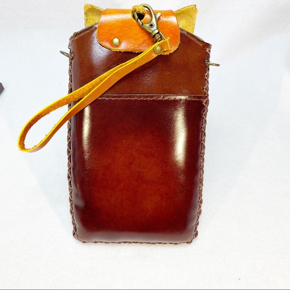 NOVELTY GRINNING KITTY W/ FISH CROSS-BODY CELLPHONE HOLDER WALLET 8x4.5” - Picture 9 of 16